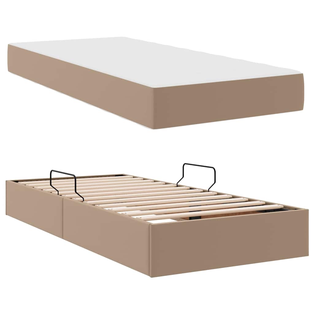 vidaXL Łóżko z miejscem na przechowywanie i materacem 2 pcs Cappuccino
