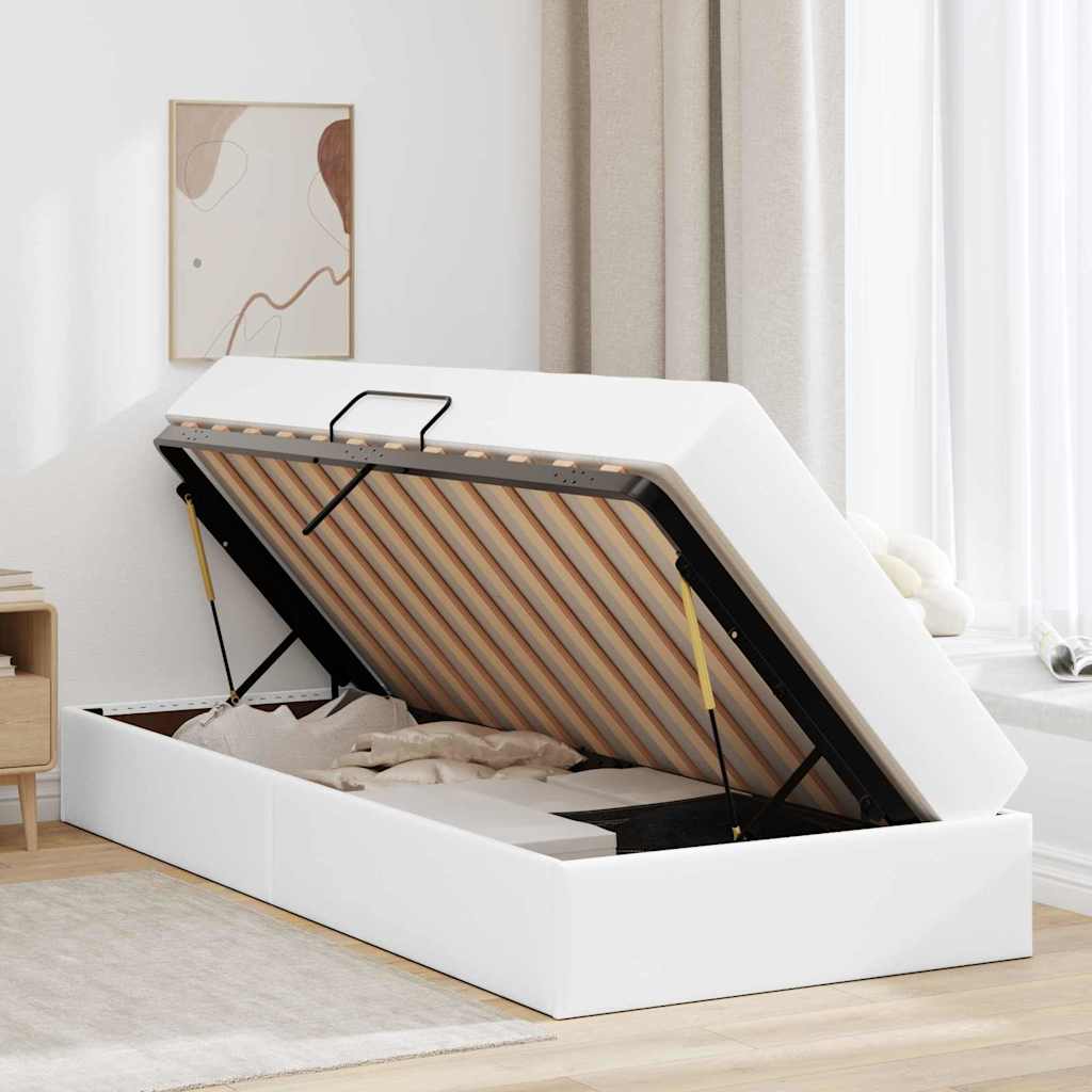 vidaXL Łóżko z miejscem na przechowywanie i materacem 2 pcs Biały