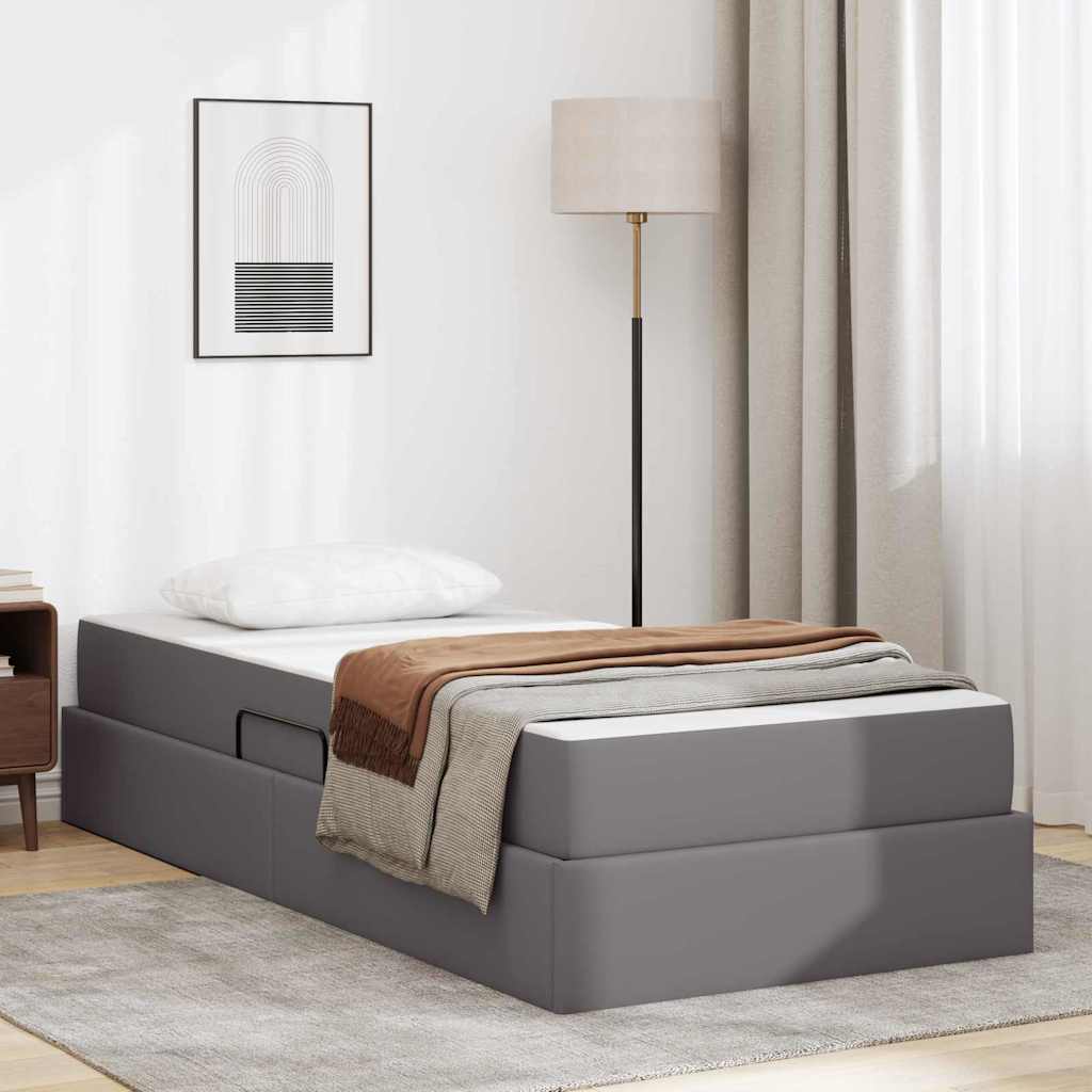 vidaXL Łóżko z miejscem na przechowywanie i materacem 2 pcs Szary