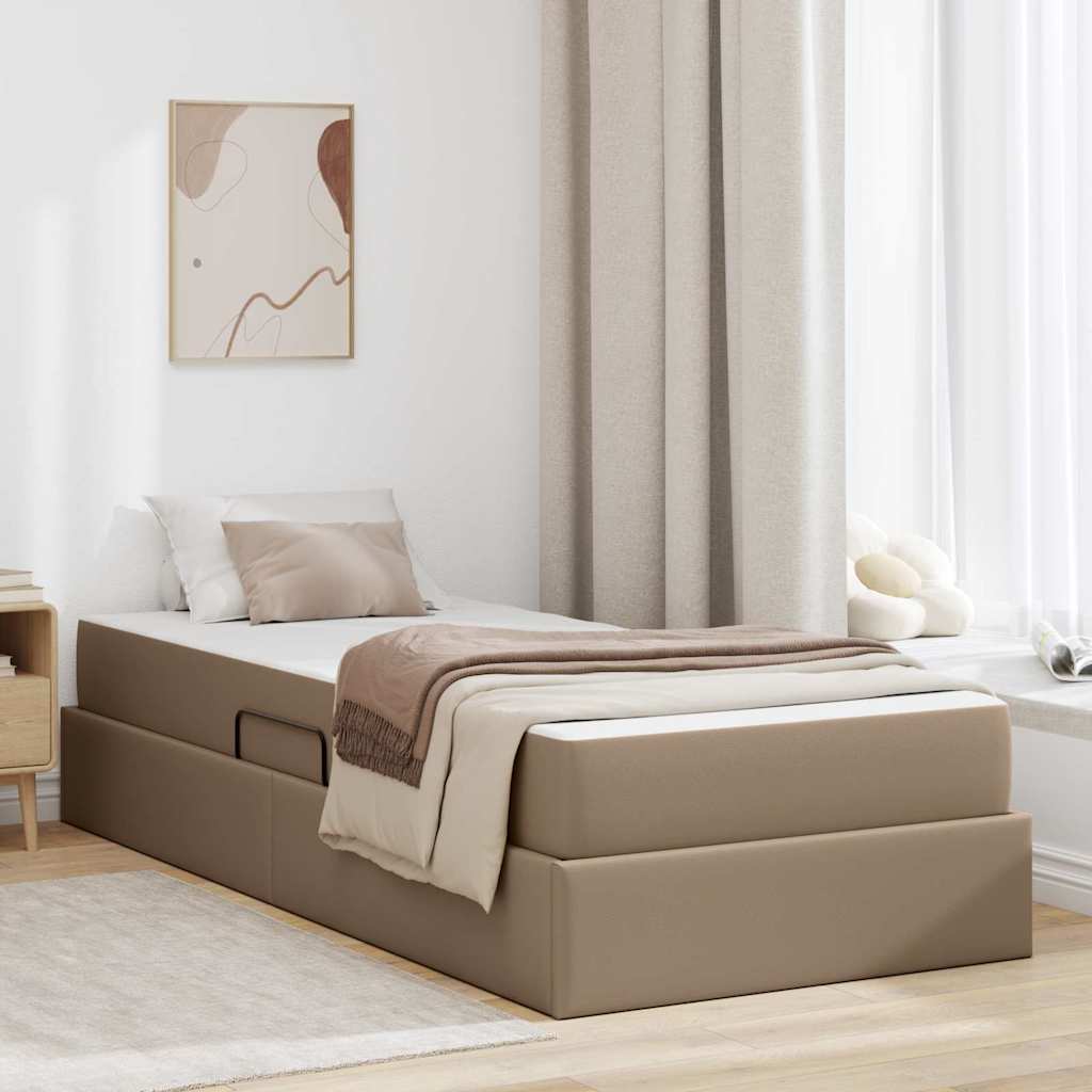 vidaXL Łóżko z miejscem na przechowywanie i materacem 2 pcs Cappuccino