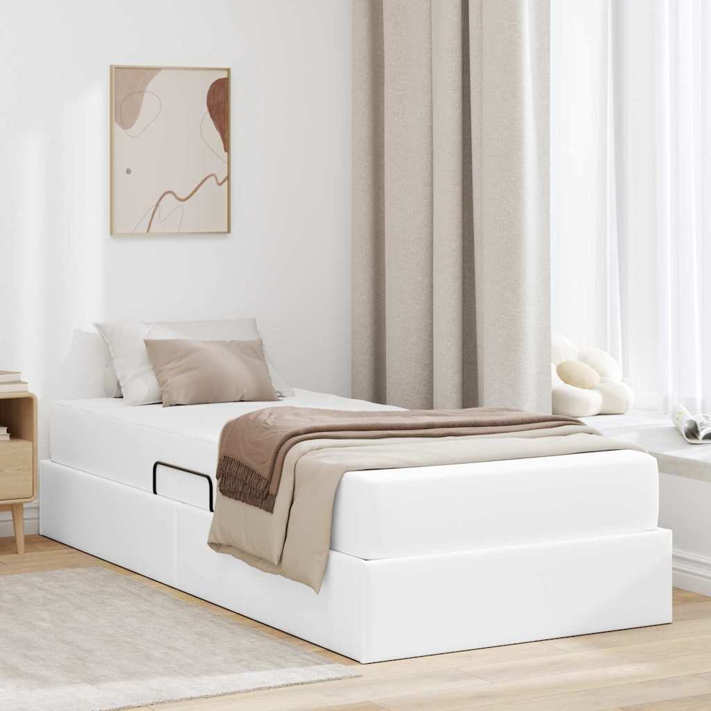 vidaXL Łóżko z miejscem na przechowywanie i materacem 2 pcs Biały