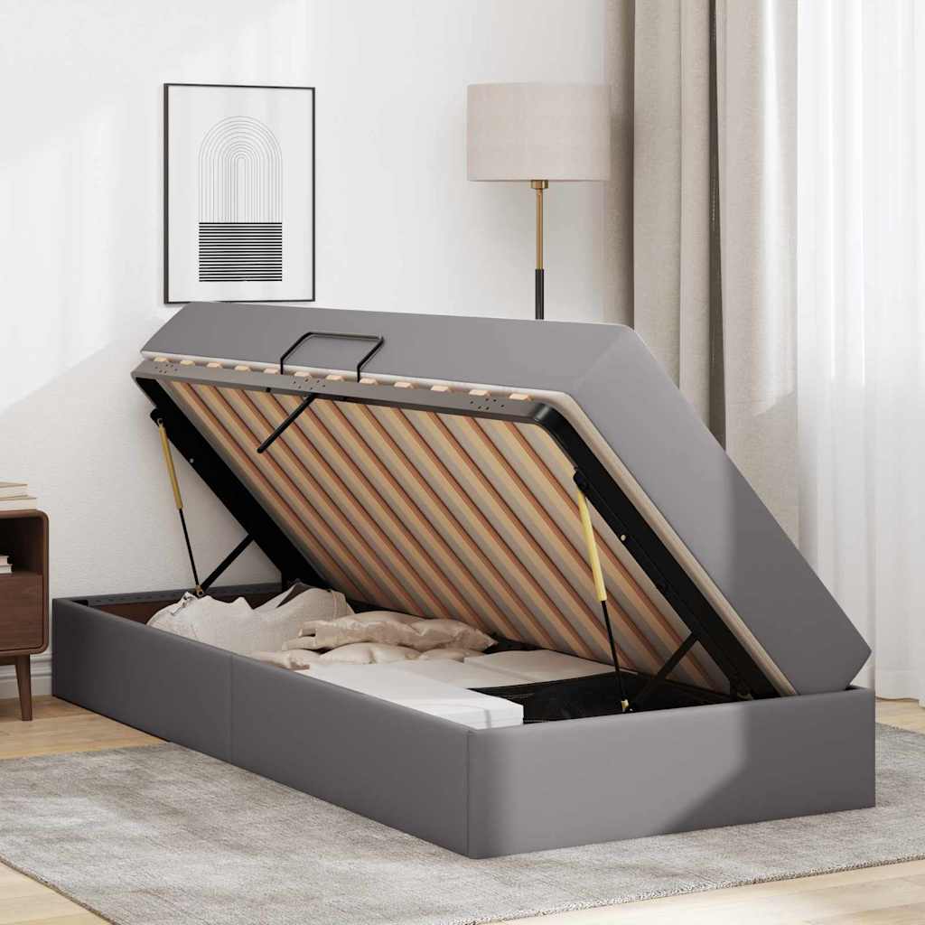 vidaXL Łóżko z miejscem na przechowywanie i materacem 2 pcs Szary