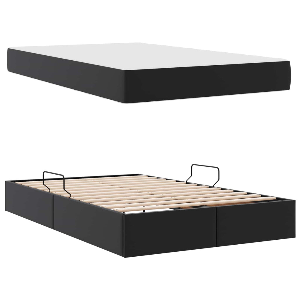 vidaXL Łóżko z miejscem na przechowywanie i materacem 2 pcs Czarny