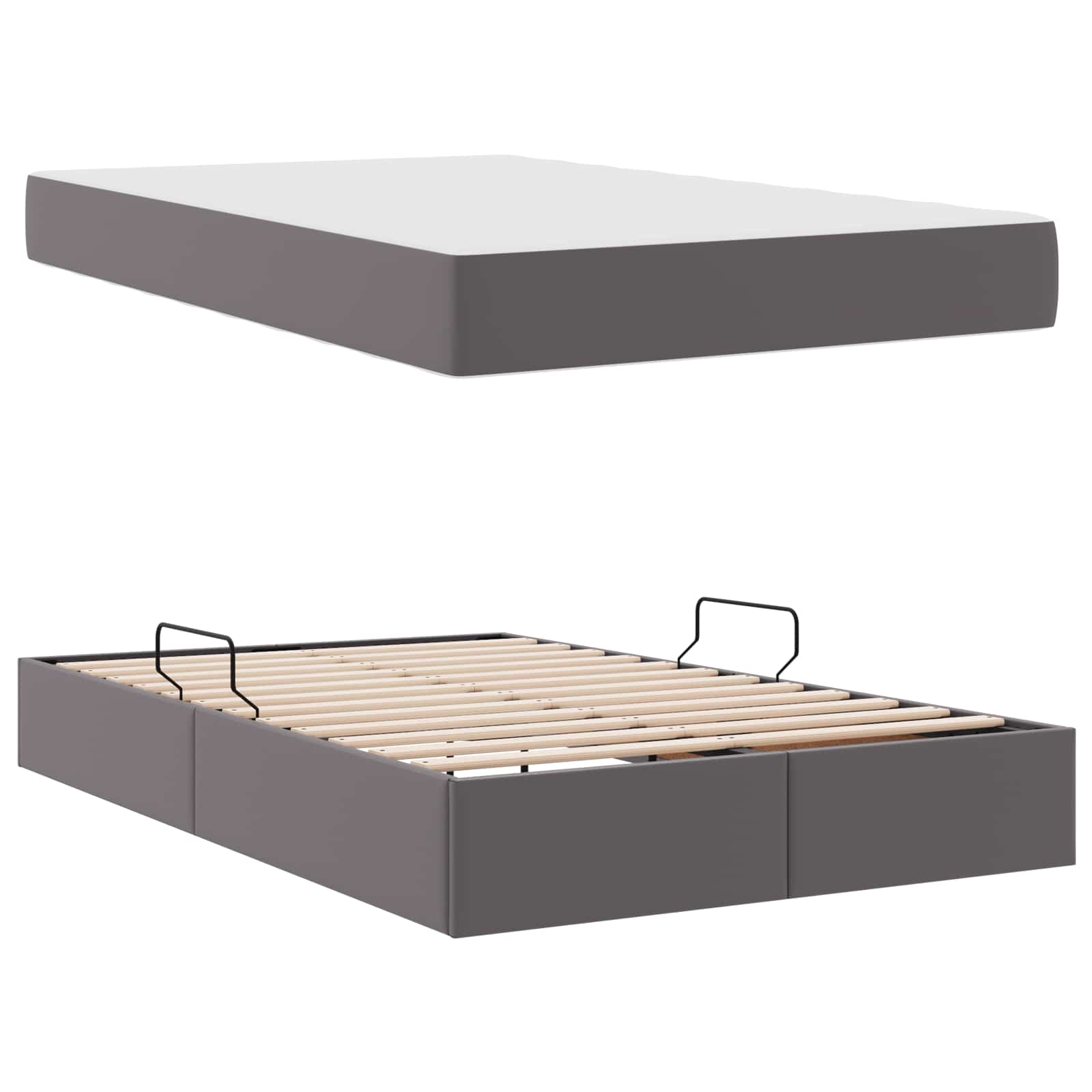 vidaXL Łóżko z miejscem na przechowywanie i materacem 2 pcs Szary