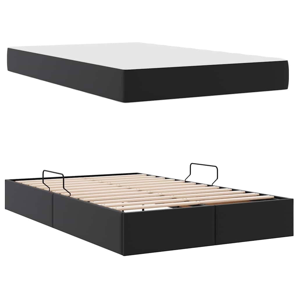 vidaXL Łóżko z miejscem na przechowywanie i materacem 2 pcs Czarny