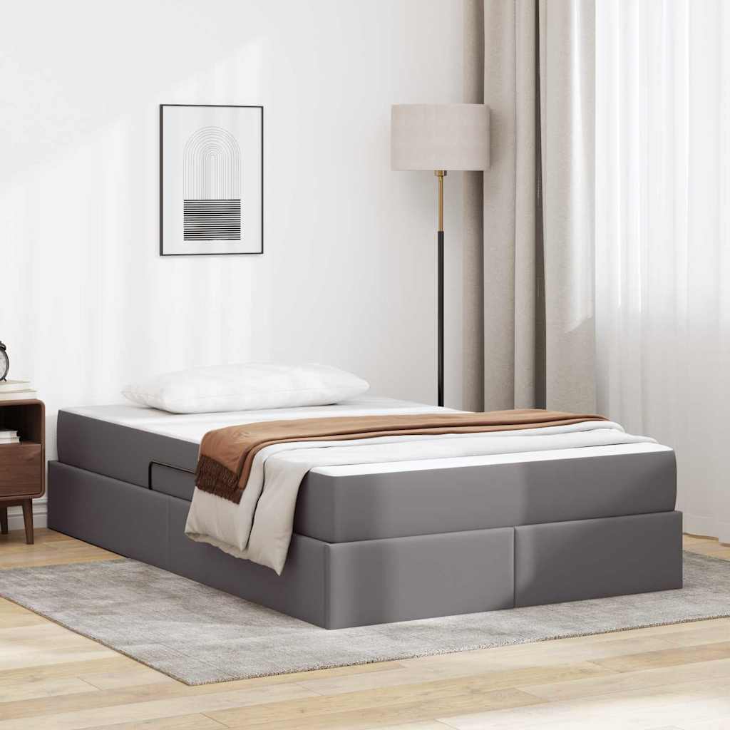 vidaXL Łóżko z miejscem na przechowywanie i materacem 2 pcs Szary