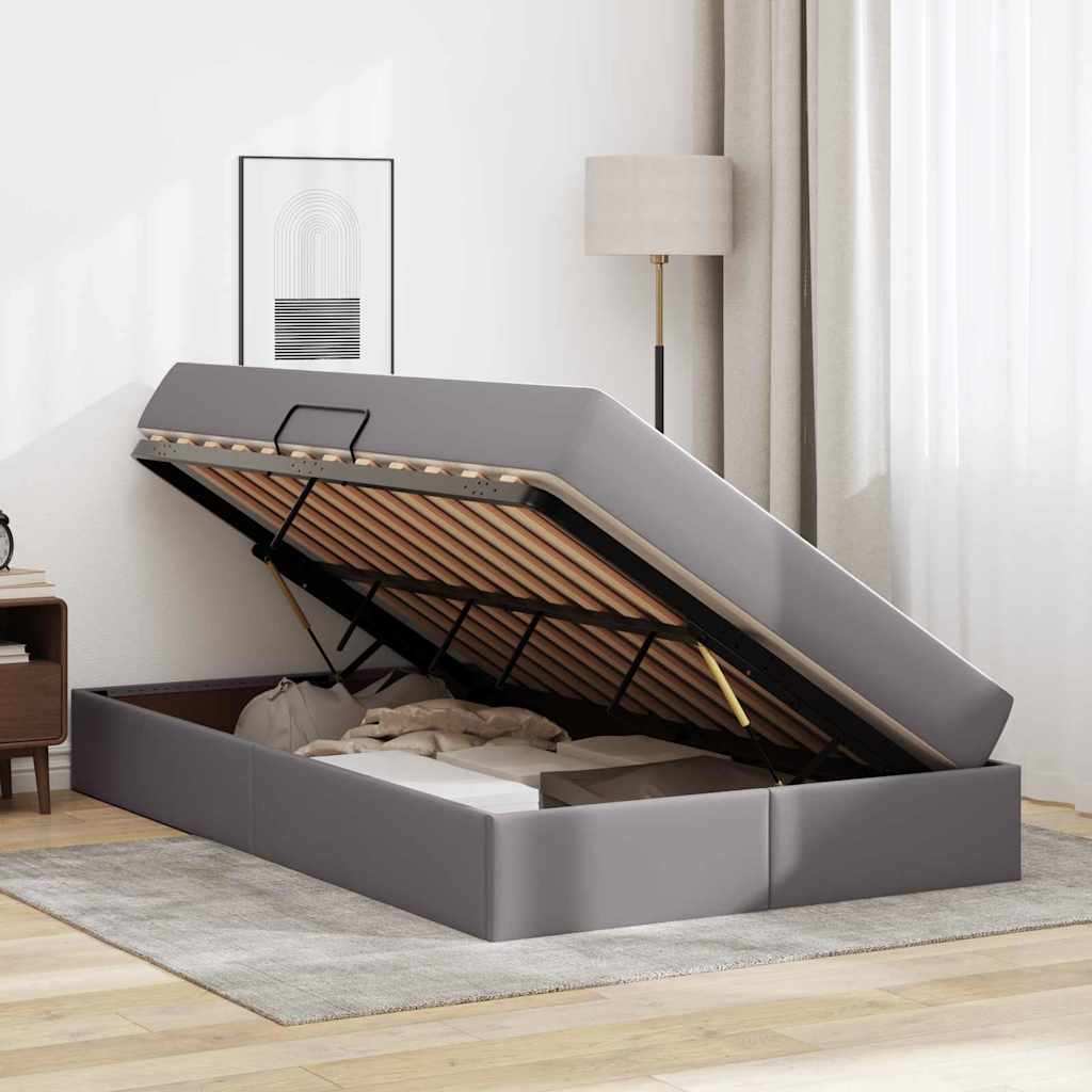 vidaXL Łóżko z miejscem na przechowywanie i materacem 2 pcs Szary