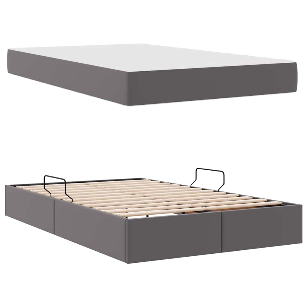 vidaXL Łóżko z miejscem na przechowywanie i materacem 2 pcs Szary