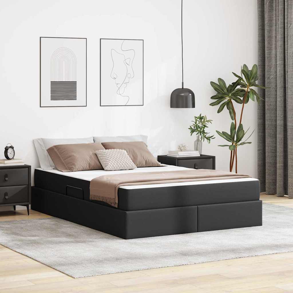 vidaXL Łóżko z miejscem na przechowywanie i materacem 2 pcs Czarny