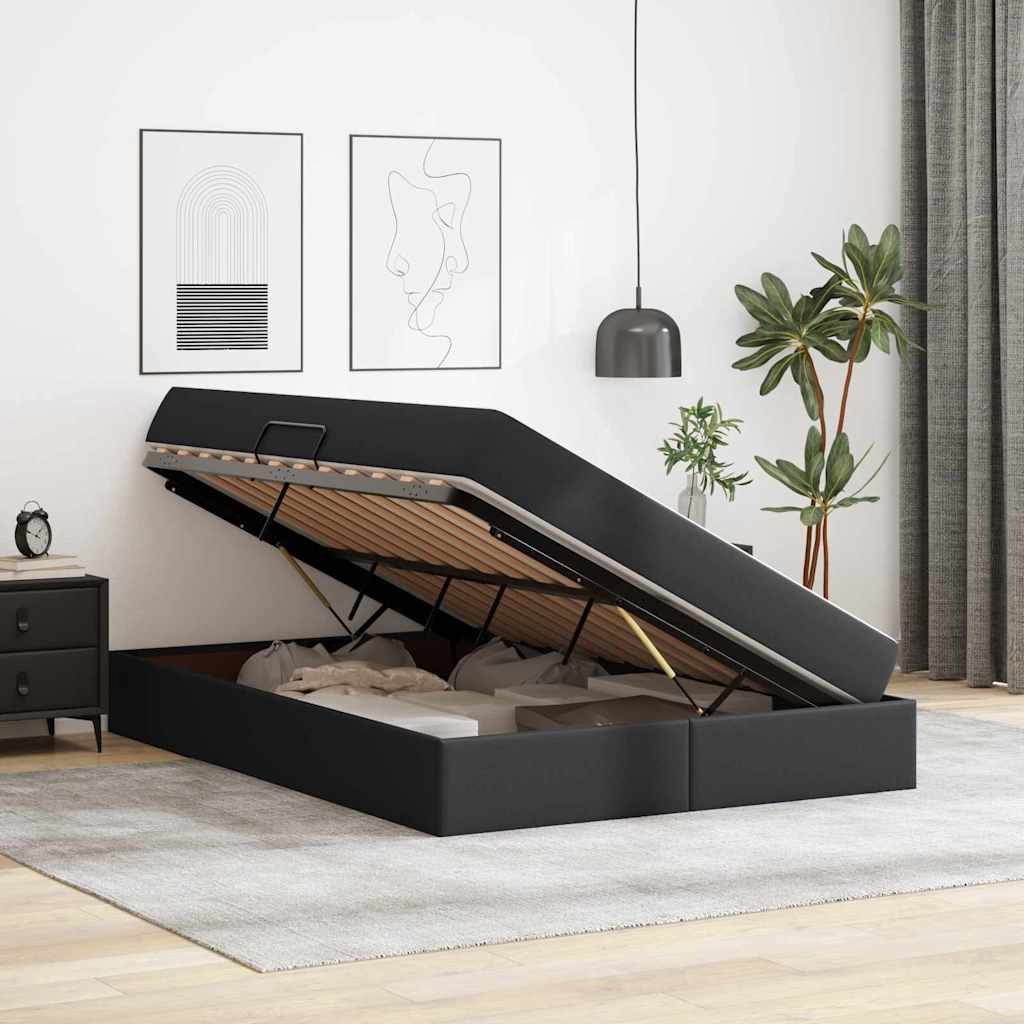 vidaXL Łóżko z miejscem na przechowywanie i materacem 2 pcs Czarny