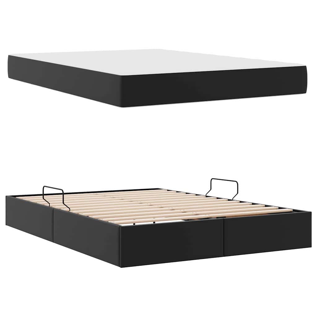 vidaXL Łóżko z miejscem na przechowywanie i materacem 2 pcs Czarny