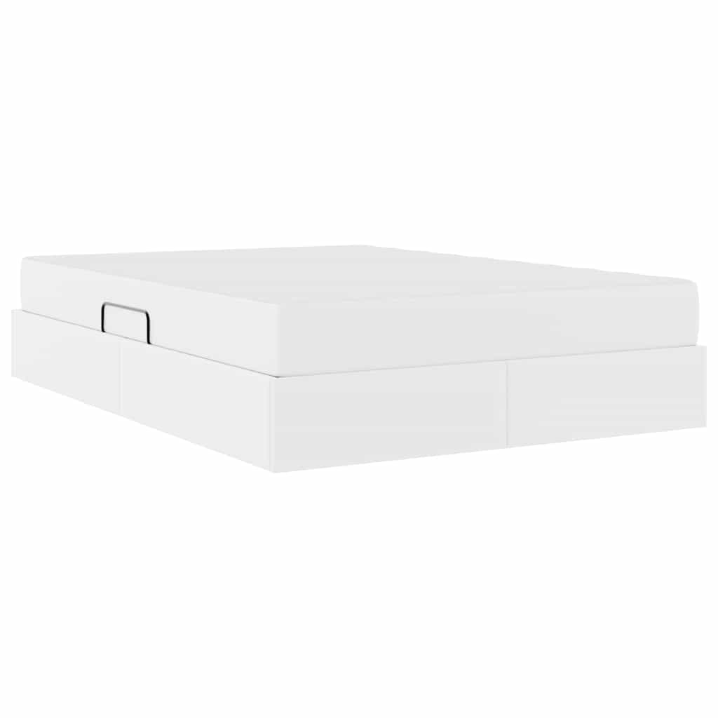 vidaXL Łóżko z miejscem na przechowywanie i materacem 2 pcs Biały