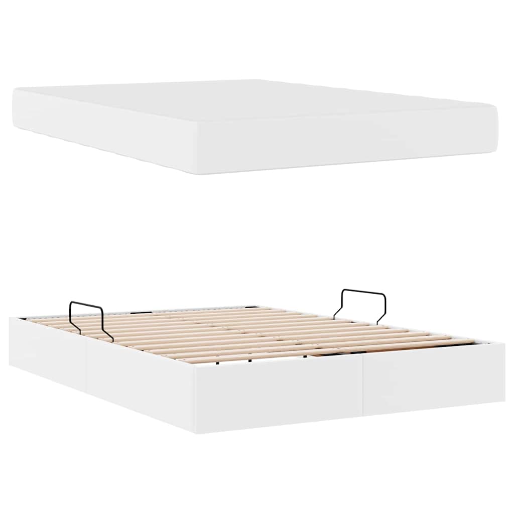 vidaXL Łóżko z miejscem na przechowywanie i materacem 2 pcs Biały