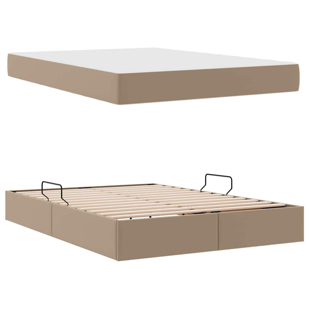 vidaXL Łóżko z miejscem na przechowywanie i materacem 2 pcs Cappuccino