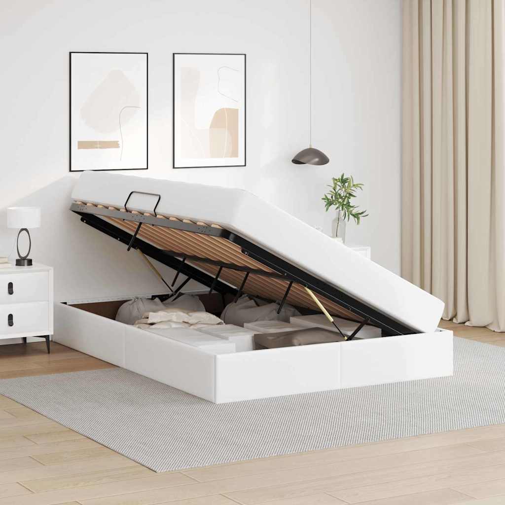 vidaXL Łóżko z miejscem na przechowywanie i materacem 2 pcs Biały