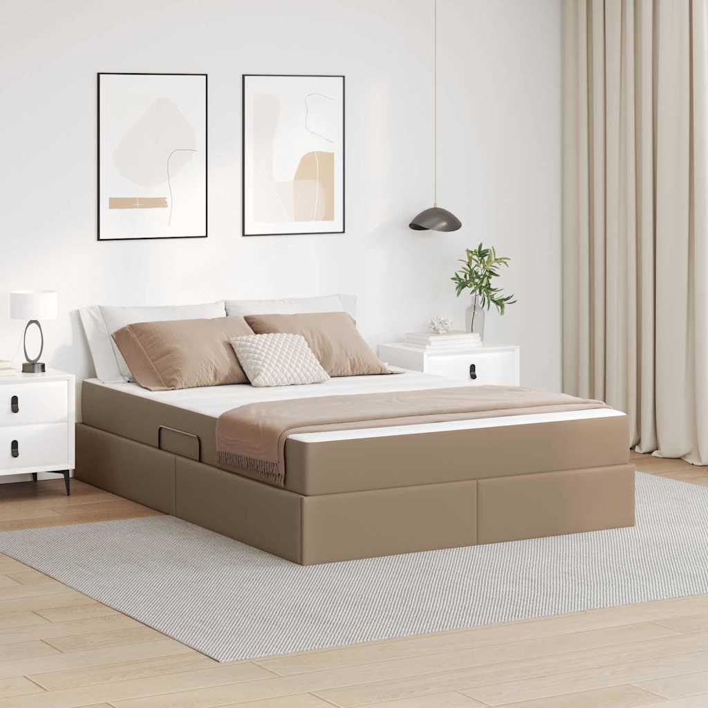 vidaXL Łóżko z miejscem na przechowywanie i materacem 2 pcs Cappuccino