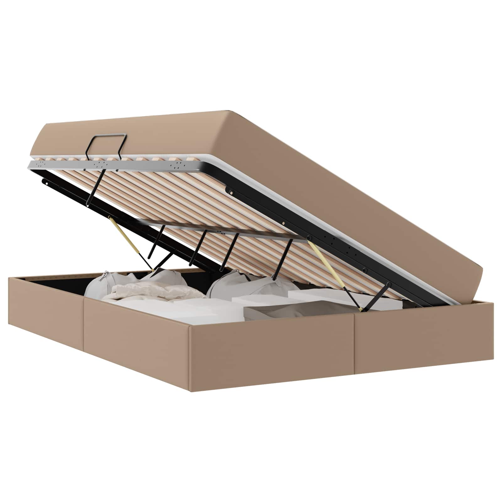 vidaXL Łóżko z miejscem na przechowywanie i materacem 2 pcs Cappuccino