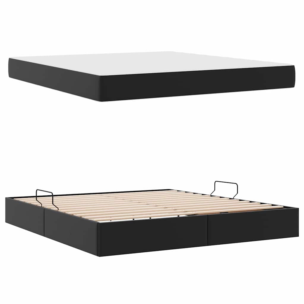 vidaXL Łóżko z miejscem na przechowywanie i materacem 2 pcs Czarny
