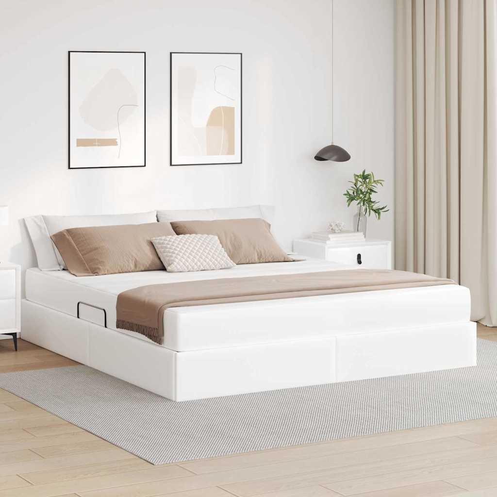 vidaXL Łóżko z miejscem na przechowywanie i materacem 2 pcs Biały