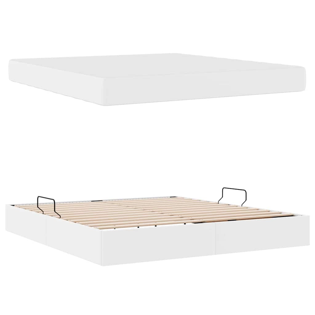 vidaXL Łóżko z miejscem na przechowywanie i materacem 2 pcs Biały
