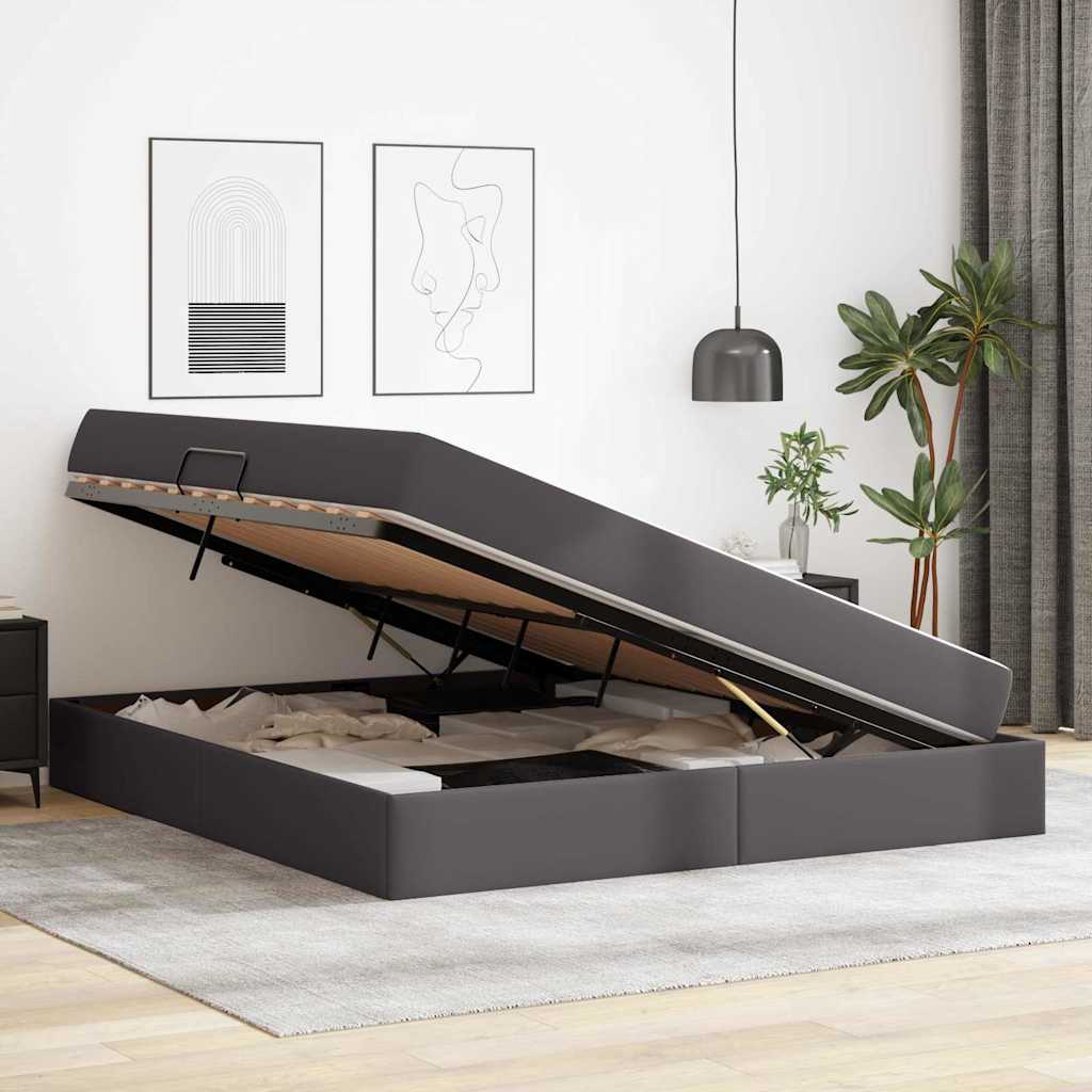vidaXL Łóżko z miejscem na przechowywanie i materacem 2 pcs Szary