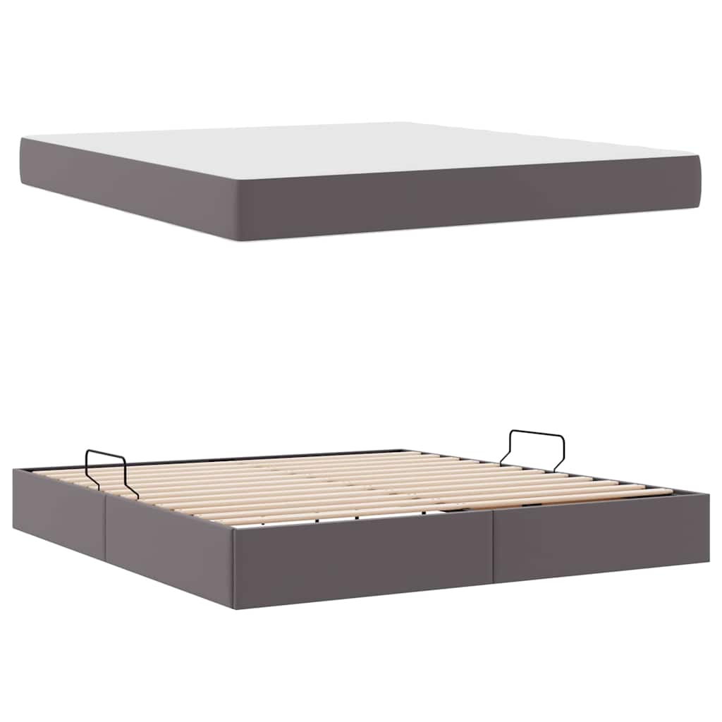 vidaXL Łóżko z miejscem na przechowywanie i materacem 2 pcs Szary