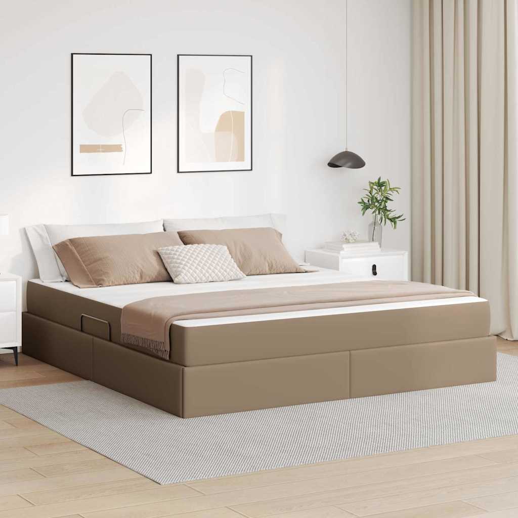 vidaXL Łóżko z miejscem na przechowywanie i materacem 2 pcs Cappuccino