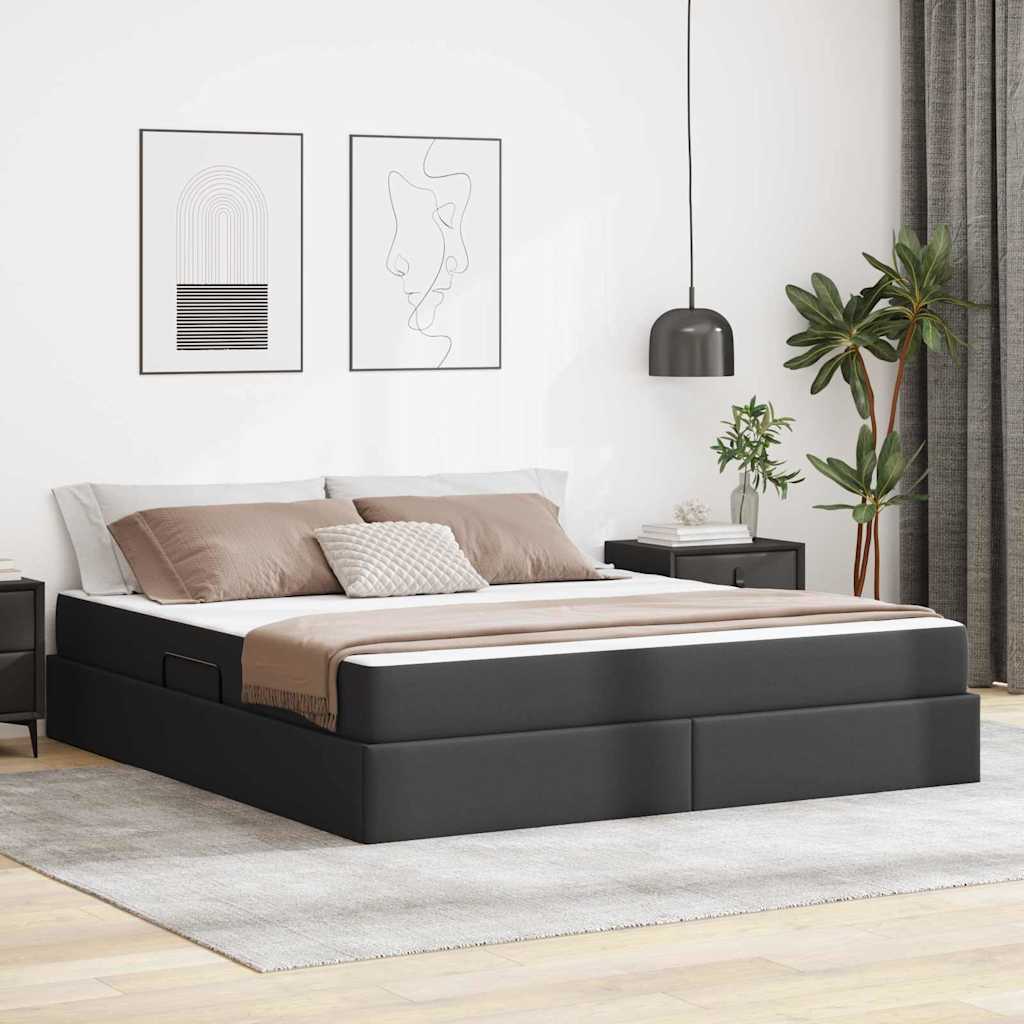 vidaXL Łóżko z miejscem na przechowywanie i materacem 2 pcs Czarny