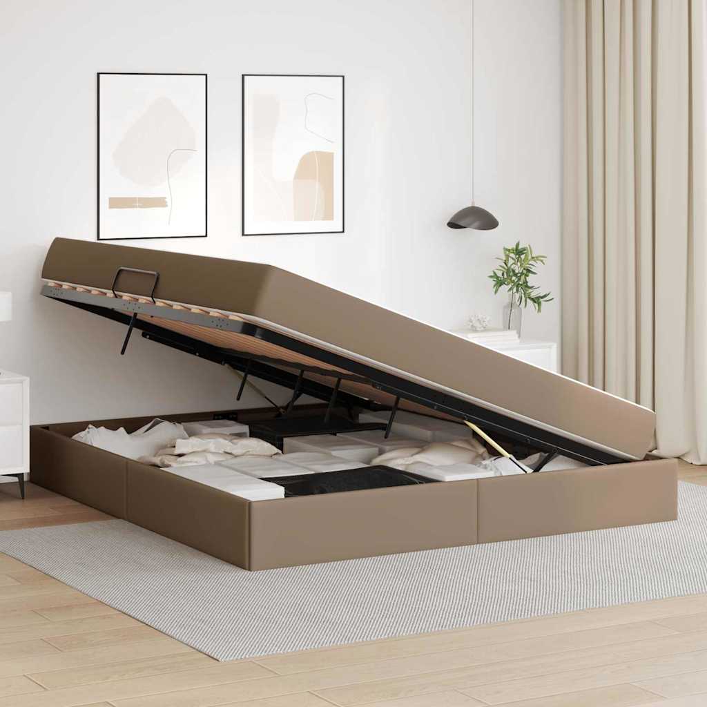 vidaXL Łóżko z miejscem na przechowywanie i materacem 2 pcs Cappuccino