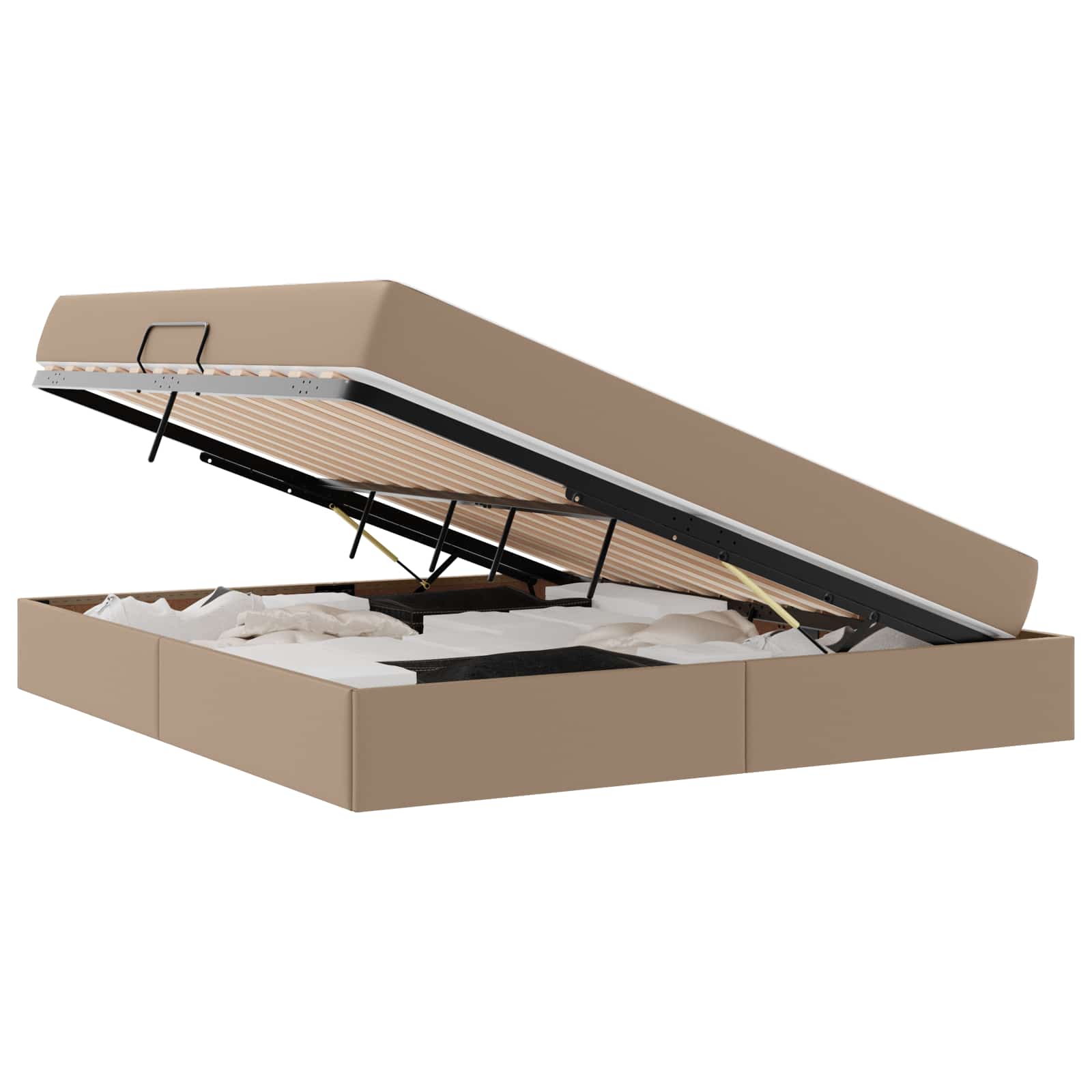 vidaXL Łóżko z miejscem na przechowywanie i materacem 2 pcs Cappuccino