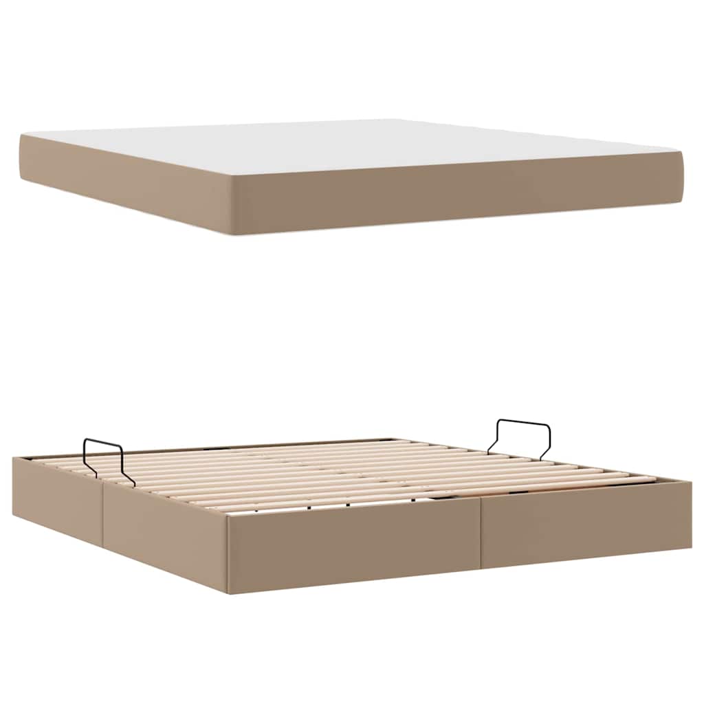 vidaXL Łóżko z miejscem na przechowywanie i materacem 2 pcs Cappuccino