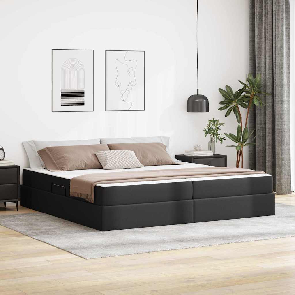 vidaXL Łóżko z miejscem na przechowywanie i materacem 2 pcs Czarny