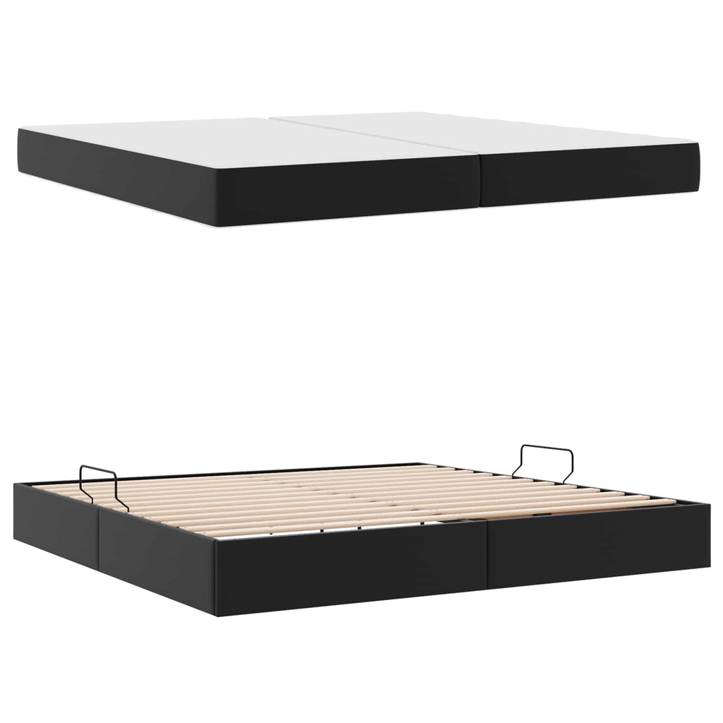 vidaXL Łóżko z miejscem na przechowywanie i materacem 2 pcs Czarny