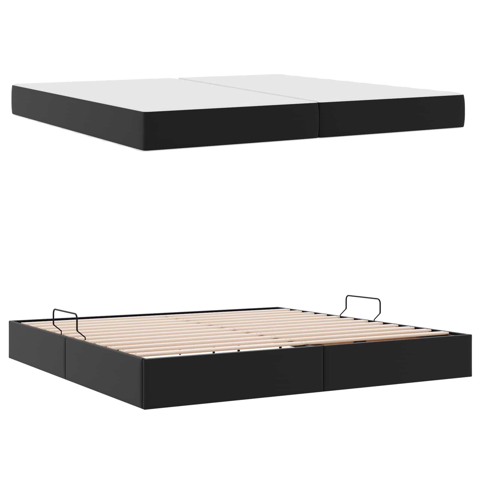 vidaXL Łóżko z miejscem na przechowywanie i materacem 2 pcs Czarny