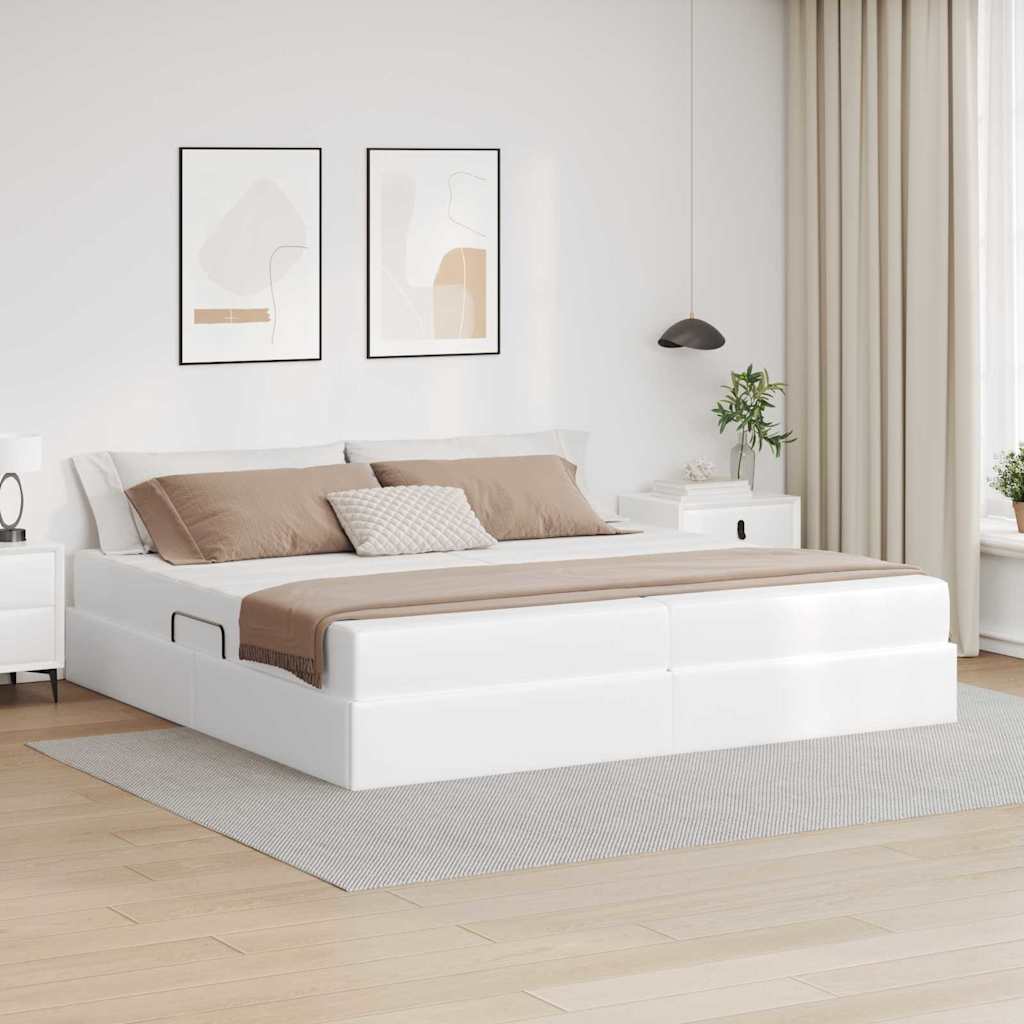 vidaXL Łóżko z miejscem na przechowywanie i materacem 2 pcs Biały