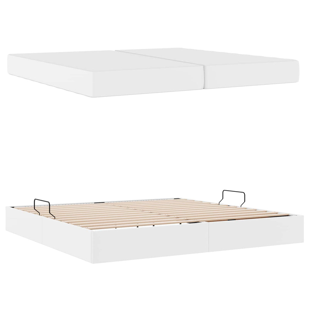 vidaXL Łóżko z miejscem na przechowywanie i materacem 2 pcs Biały