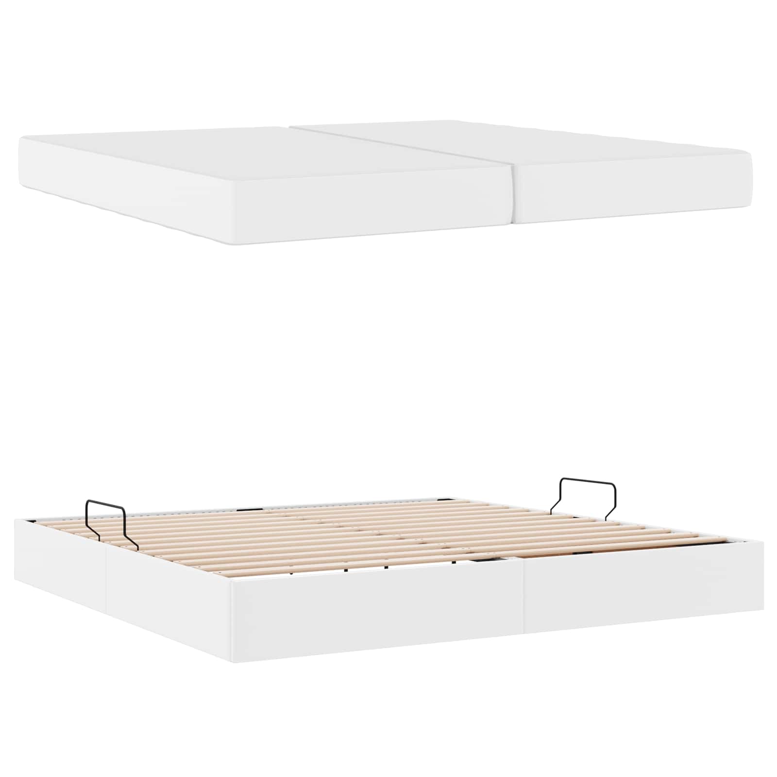 vidaXL Łóżko z miejscem na przechowywanie i materacem 2 pcs Biały