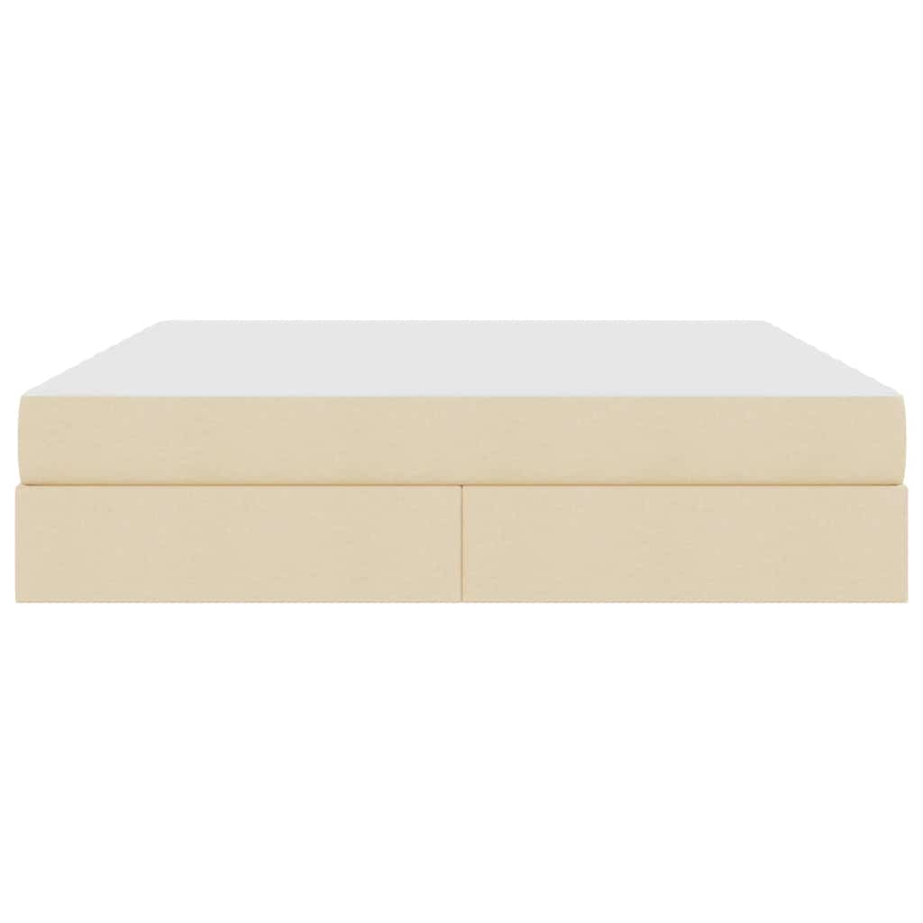 vidaXL Łóżko z miejscem na przechowywanie i materacem Kremowy