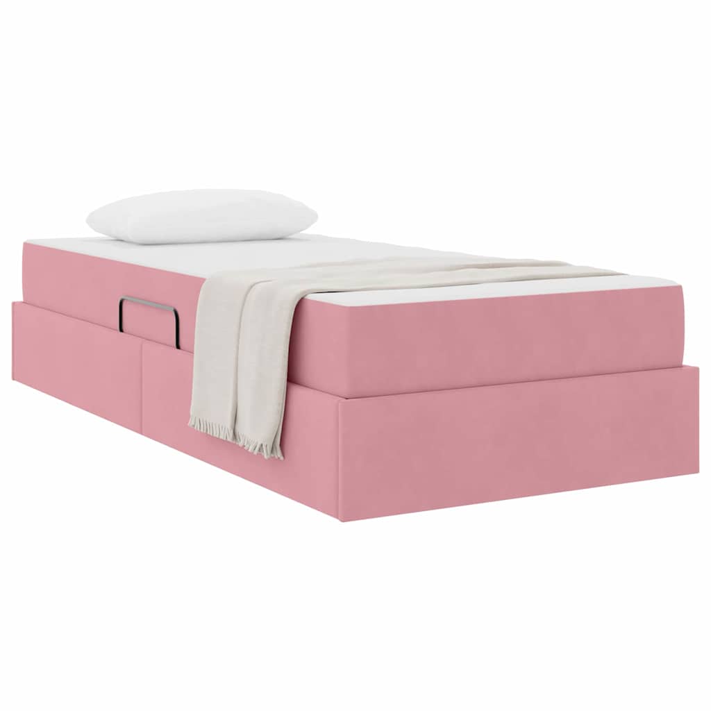 vidaXL Łóżko z miejscem na przechowywanie i materacem Różowy
