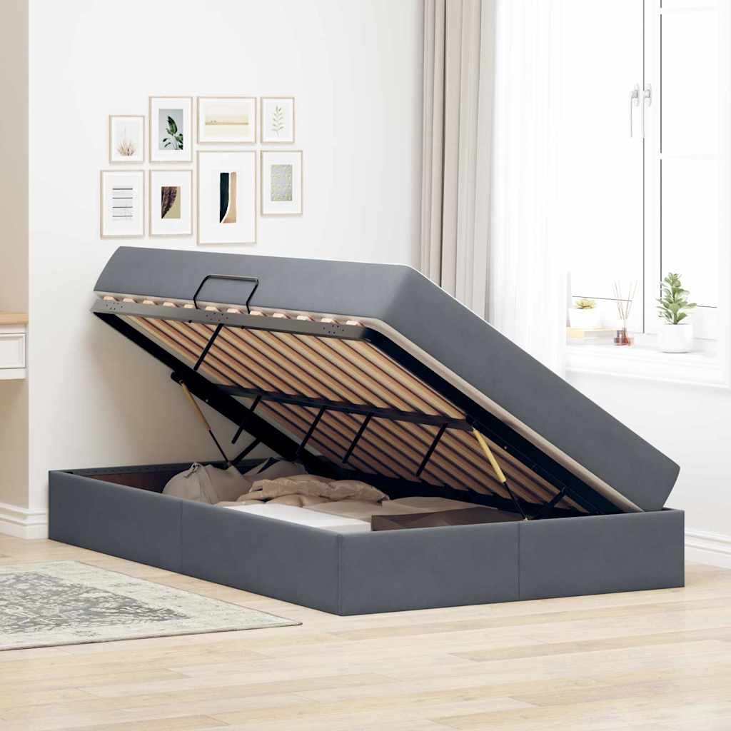 vidaXL Łóżko z miejscem na przechowywanie i materacem Ciemnoszary