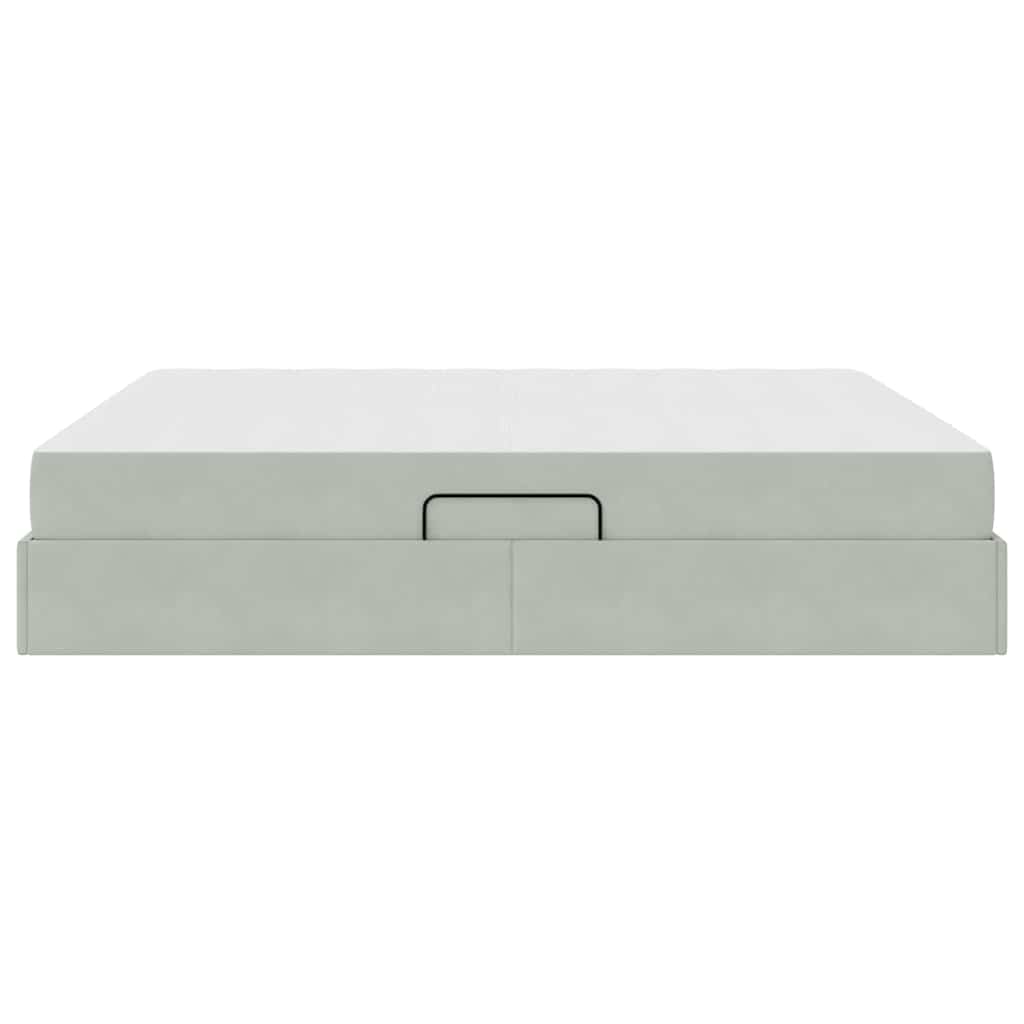 vidaXL Łóżko z miejscem na przechowywanie i materacem Jasnoszary