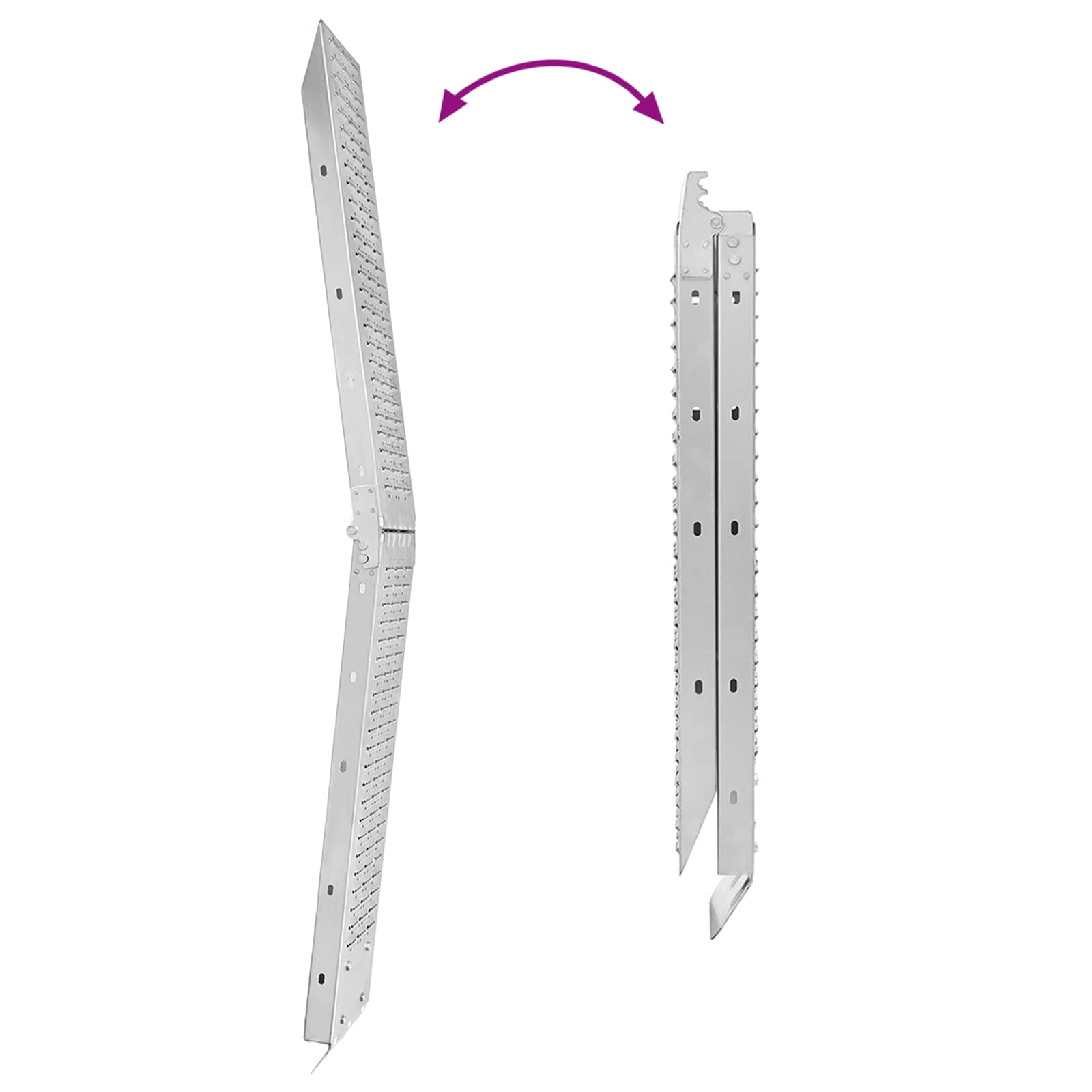 vidaXL Składana rampa 200kg na rampę 2 pcs Srebrny 166 x 23 x 4,5 cm