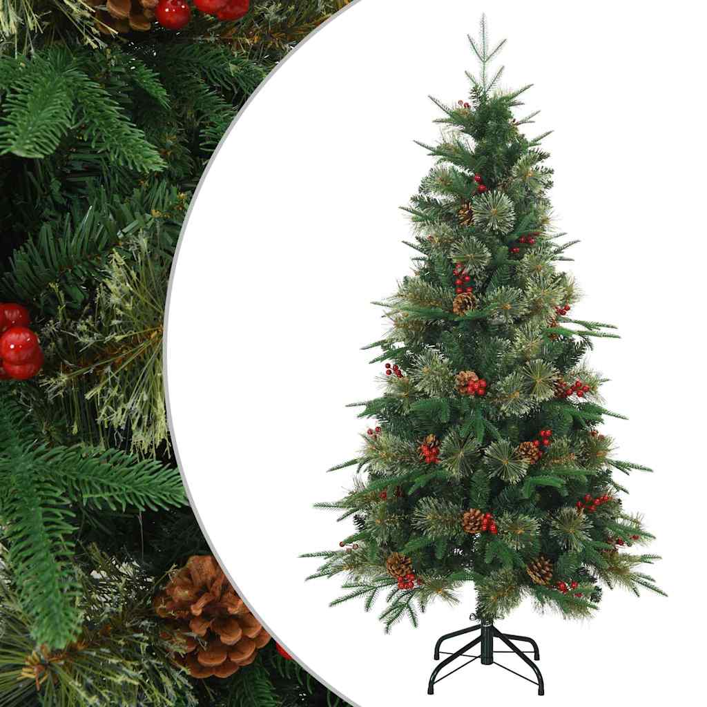 vidaXL Sztuczna choinka z zawiasami Zielony 150 cm PVC, PE i Stal