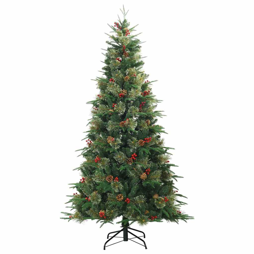 vidaXL Sztuczna choinka z zawiasami Zielony 210 cm PVC, PE i Stal