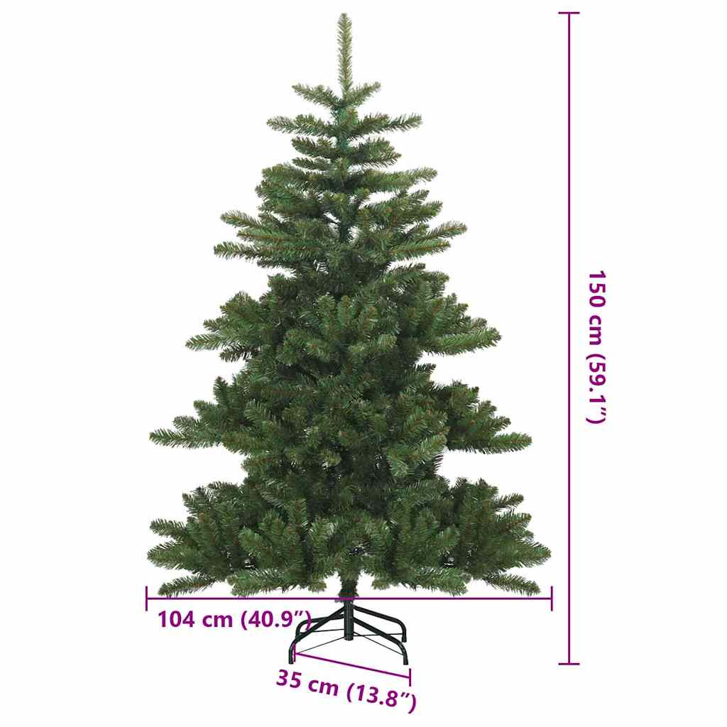 vidaXL Sztuczna choinka z zawiasami Zielony 150 cm PVC, stal