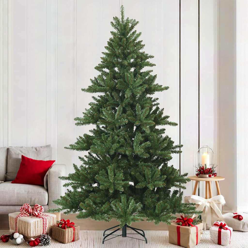 vidaXL Sztuczna choinka z zawiasami Zielony 210 cm PVC, stal