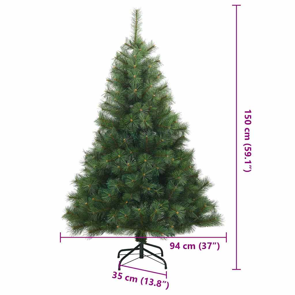 vidaXL Sztuczna choinka z zawiasami Zielony 150 cm PVC, stal