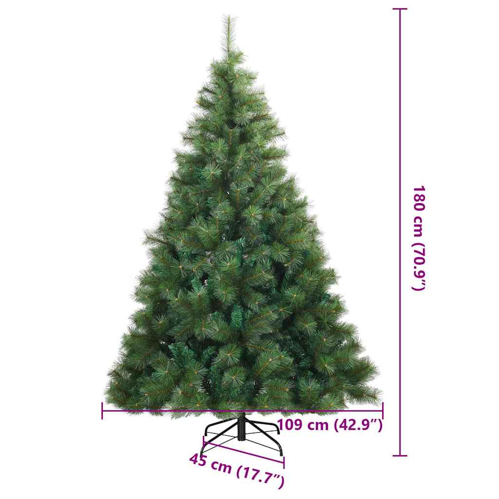 vidaXL Sztuczna choinka z zawiasami Zielony 180 cm PVC, stal