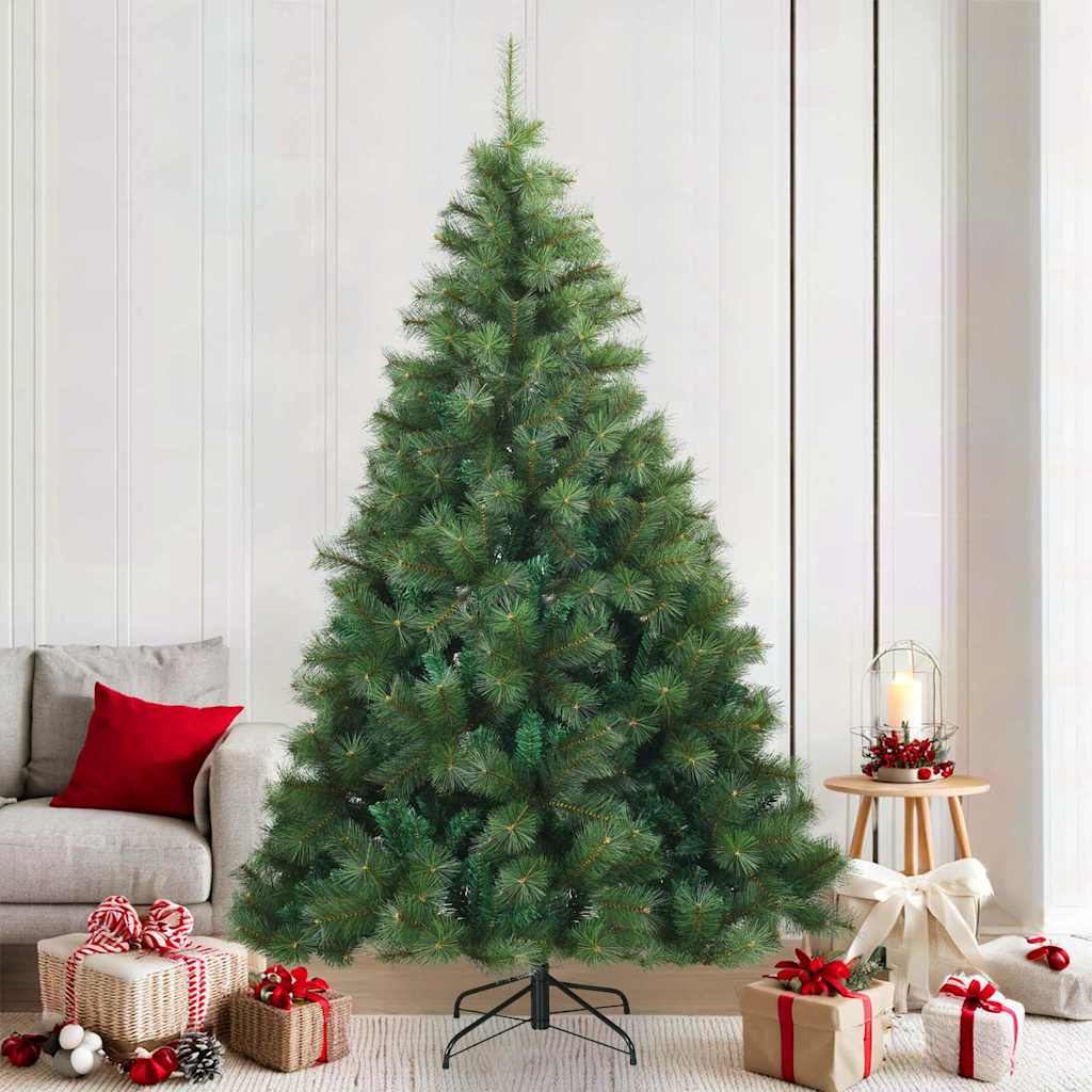 vidaXL Sztuczna choinka z zawiasami Zielony 210 cm PVC, stal