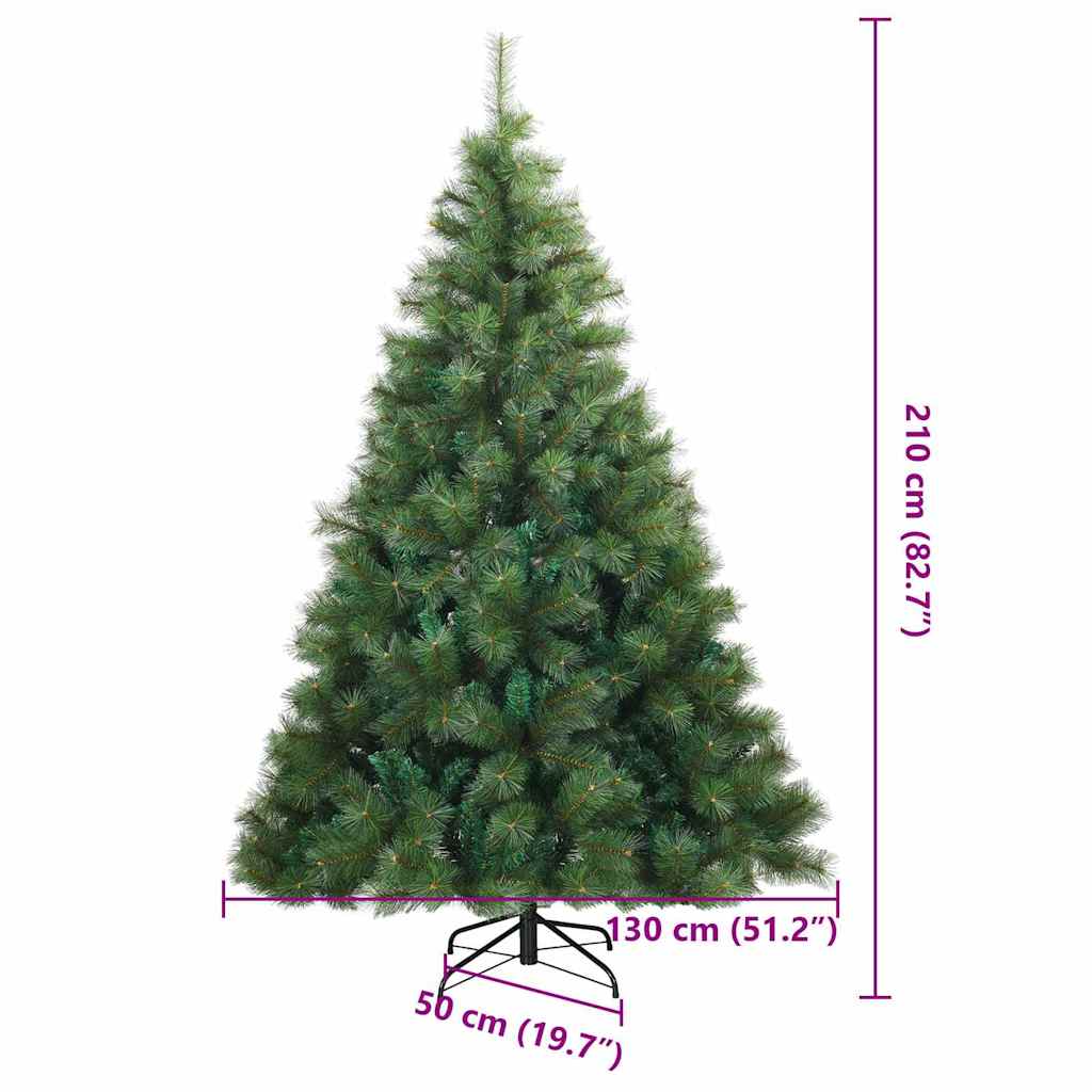 vidaXL Sztuczna choinka z zawiasami Zielony 210 cm PVC, stal